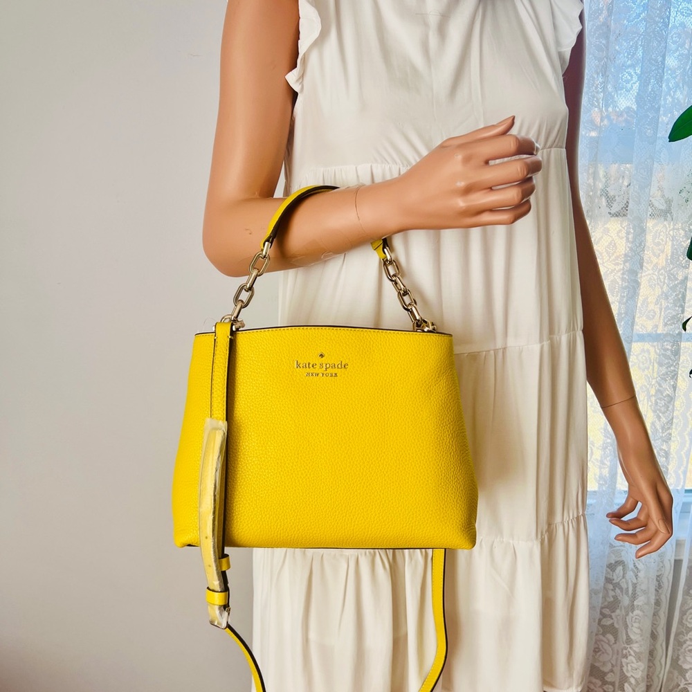 NWT Kate Spade Aubrey Chain Top Handle Satchel Bag Crossbody Chartreuse Yellow